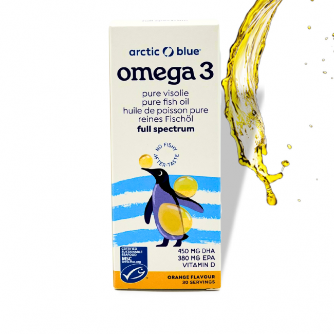 Arctic Blue Omega 3 visolie (sinaasappelsmaak) - 150 ml